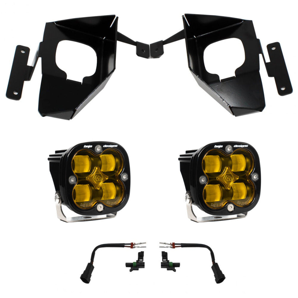'16-18 Chevy Silverado 1500 Fog Pocket Kit Squadron Sport Baja Designs amber Display of Included Parts