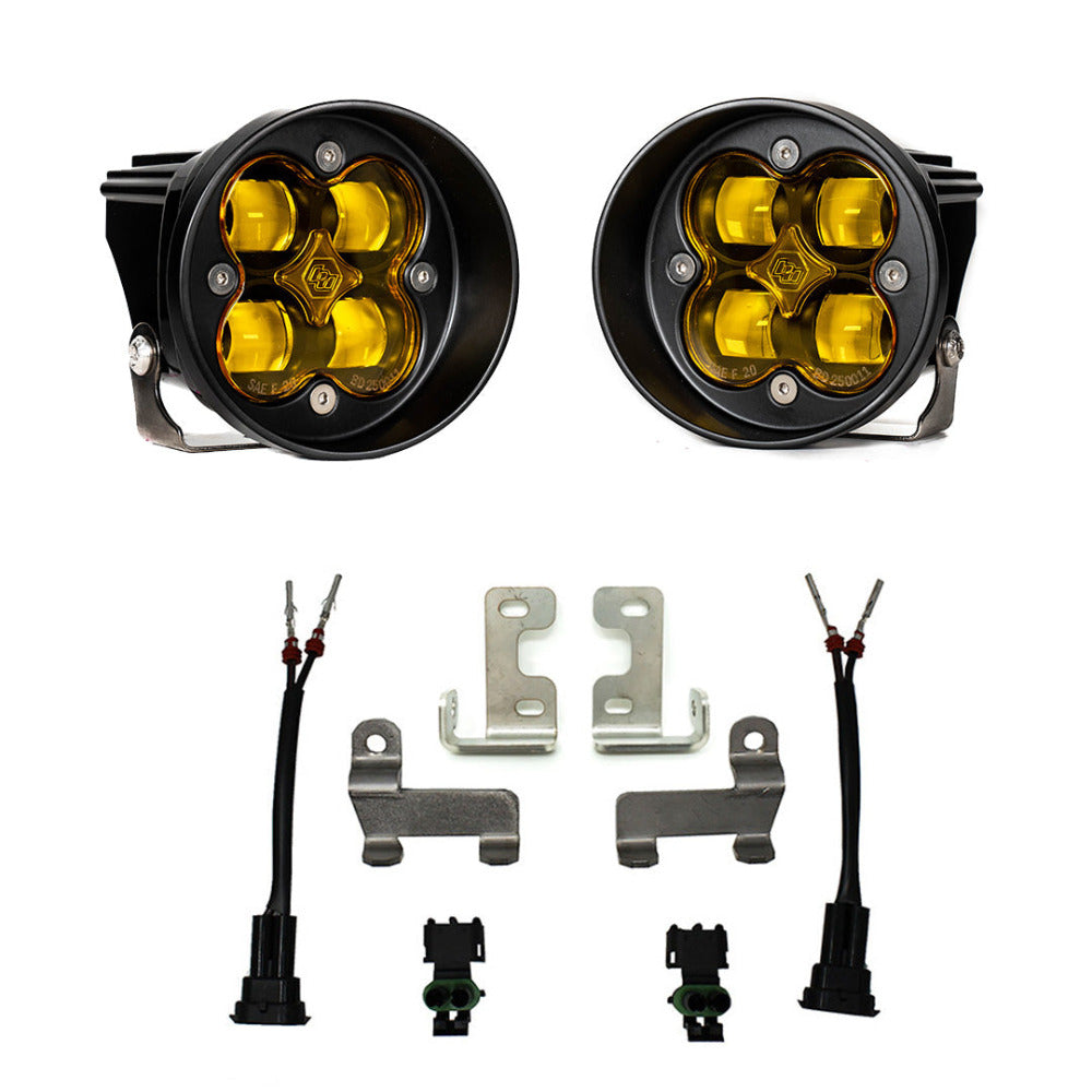 Toyota Tacoma/Tundra/4Runner Squadron Sport Fog Pocket Kit Lighting Baja Designs Amber Display of Included Parts