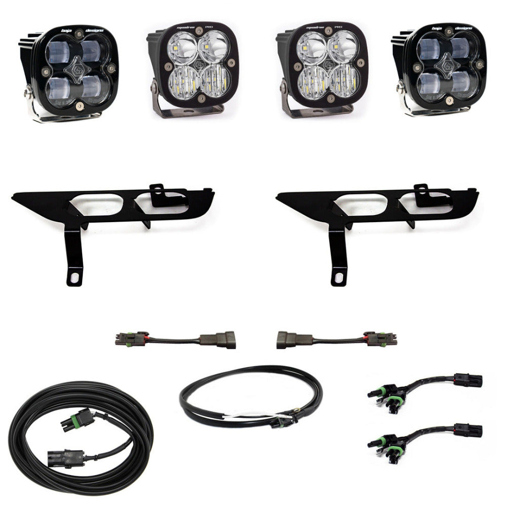 '21-22 Ford F150 Baja Designs Squadron Sport Fog Light Pocket Kit Lighting Baja Designs Display of Included Parts