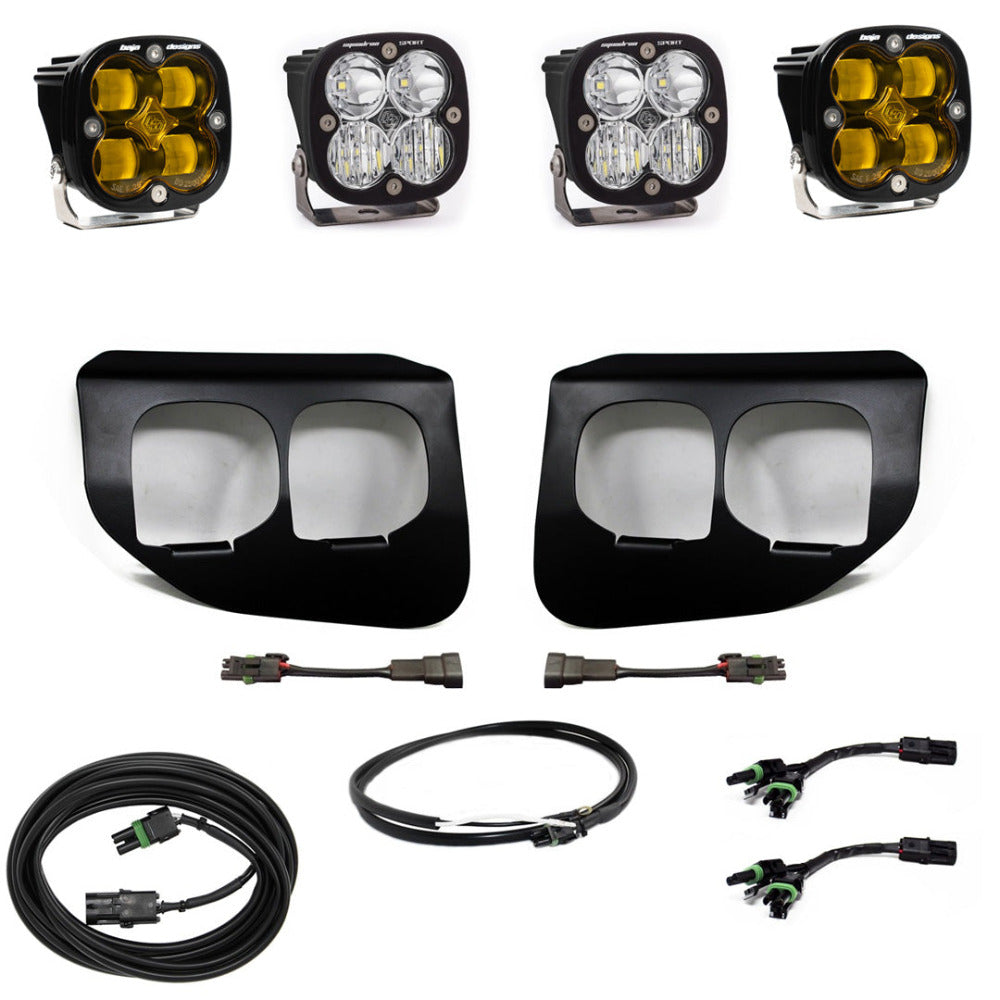 '20-22 Ford F250/350 Baja Designs Squadron Sport/SAE Dual Fog Light Kit Display of Included Parts