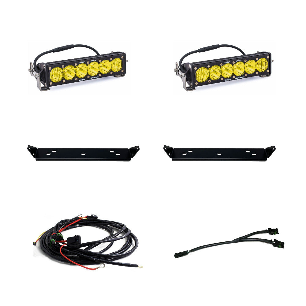 '21-22 Ford Raptor Baja Designs OnX6+ Light Bar Behind the Grille Kit Display of Included Parts