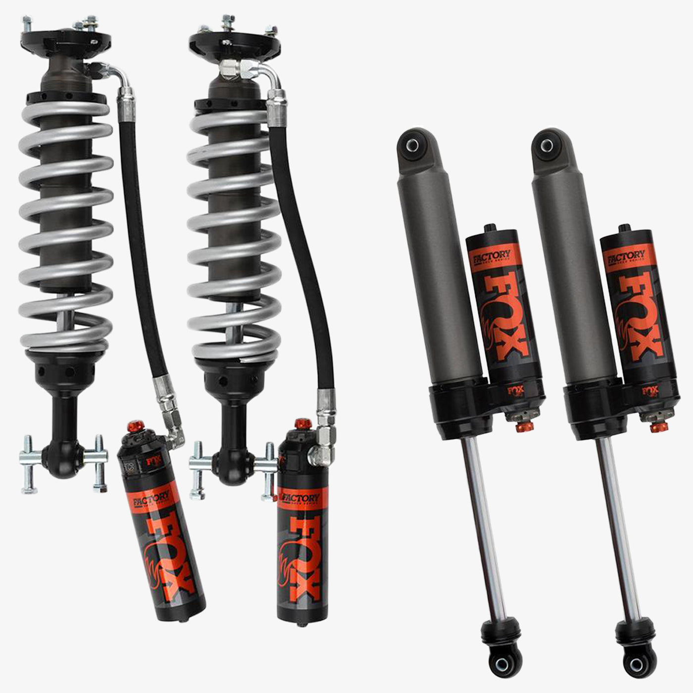 '19-23 Ford Ranger Fox Factory Race Series 2.5 RR Coilovers & Rear Shocks Display of Included Parts