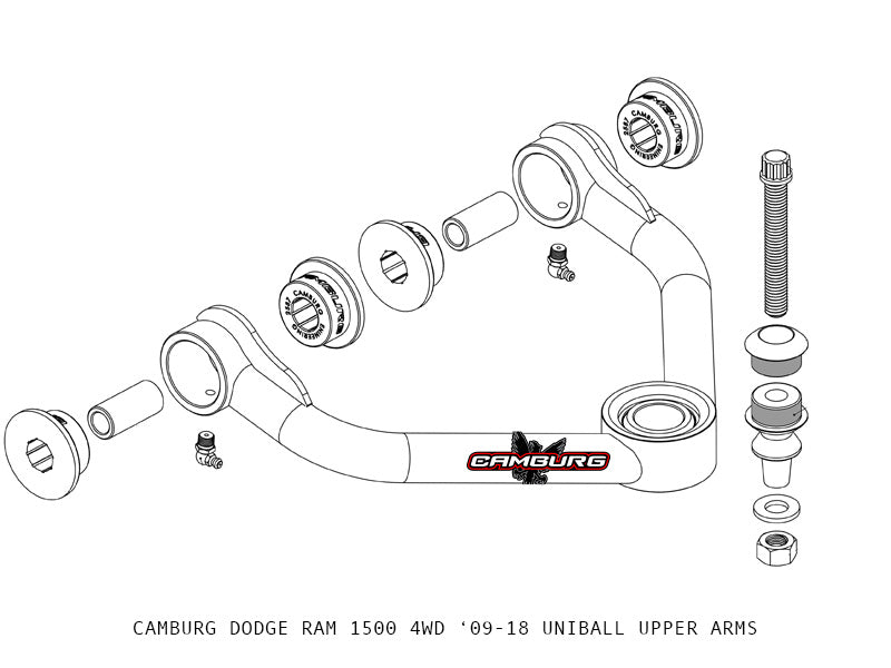 '09-21 Dodge Ram (DS) Camburg 1.25" Performance Uniball Upper Control Arms 3D Design
