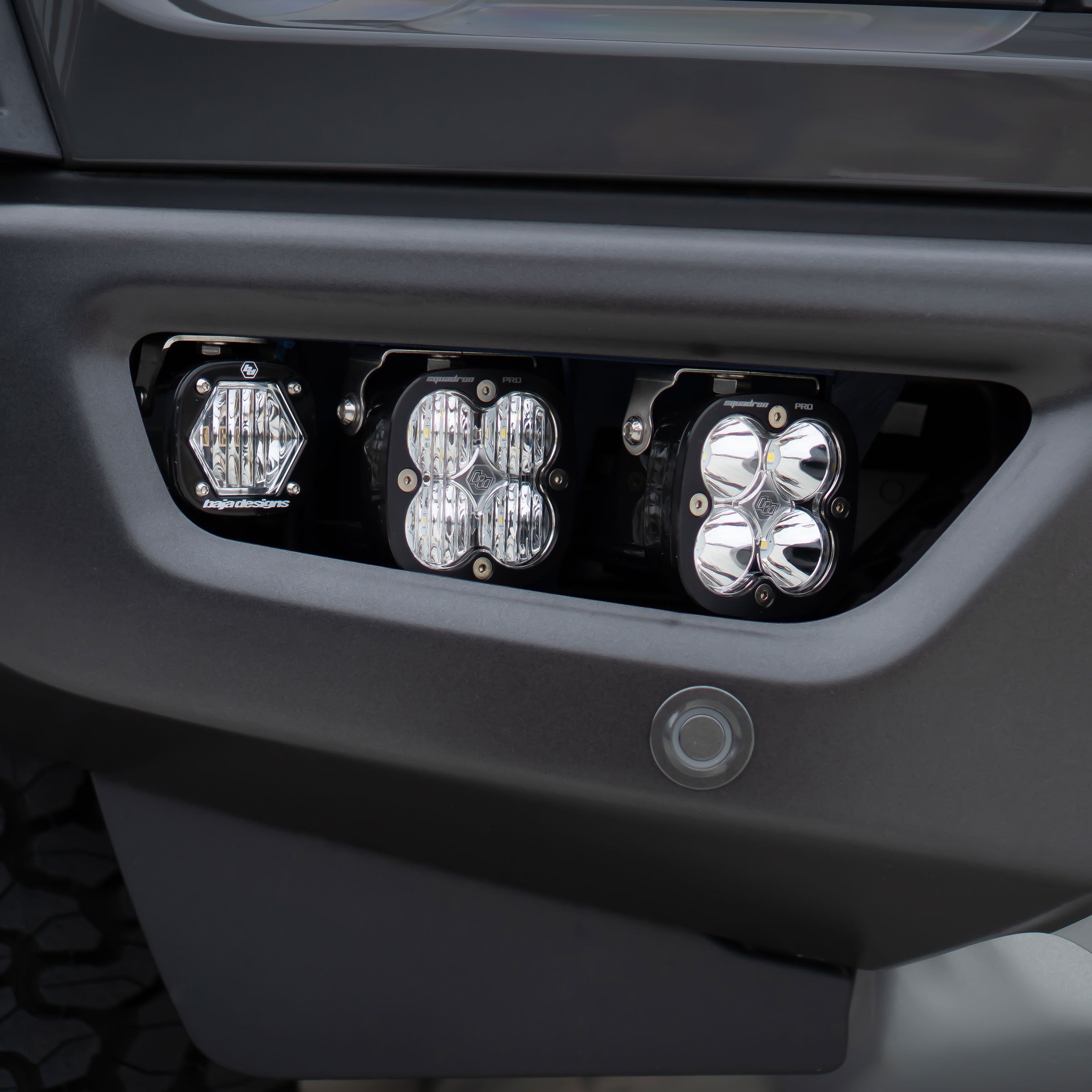'21-22 Ford Raptor Baja Designs SAE Fog Light Pocket Kit Close-up display on Vehicle