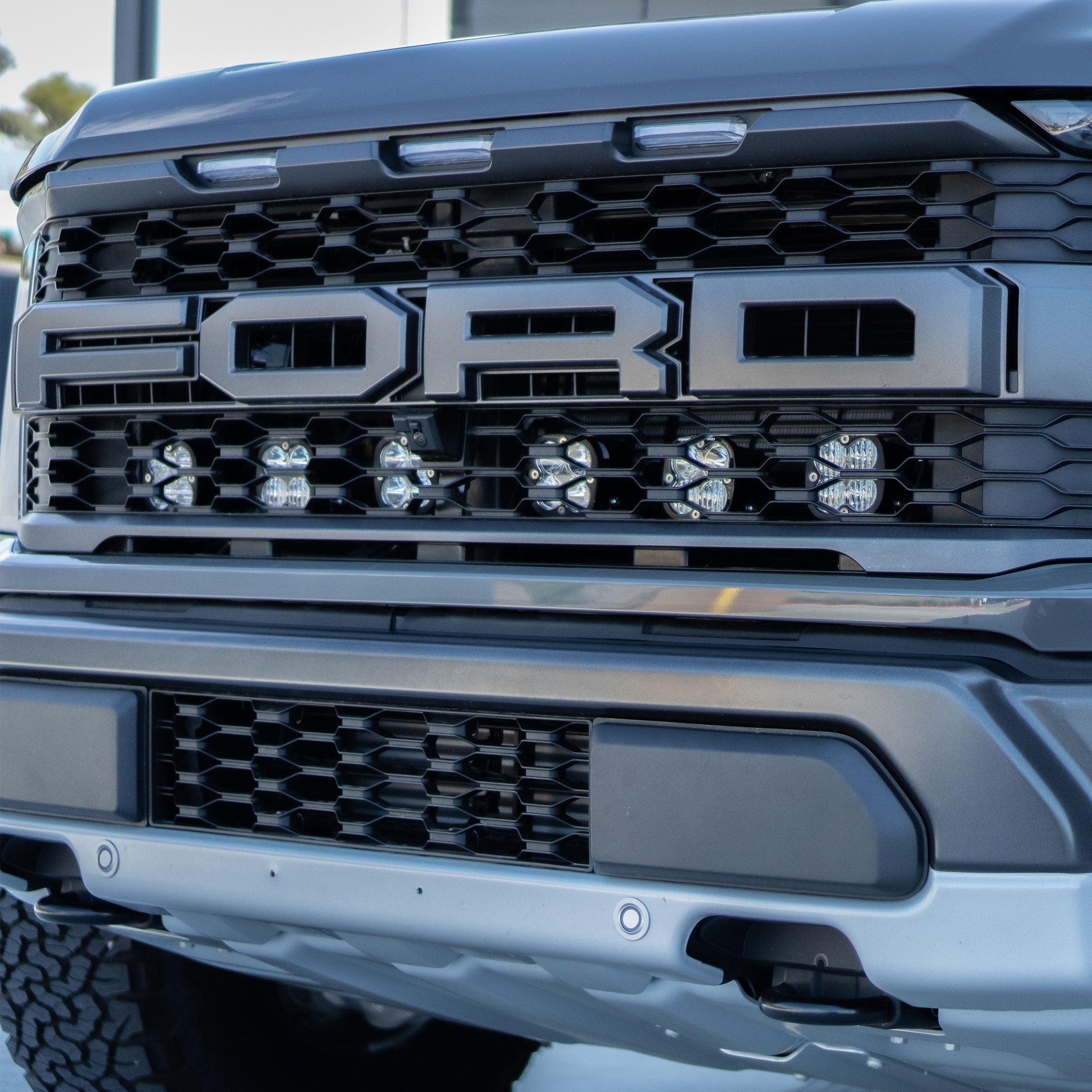 '21-22 Ford Raptor Baja Designs Squadron Series Behind the Grille Kit display on Vehicle