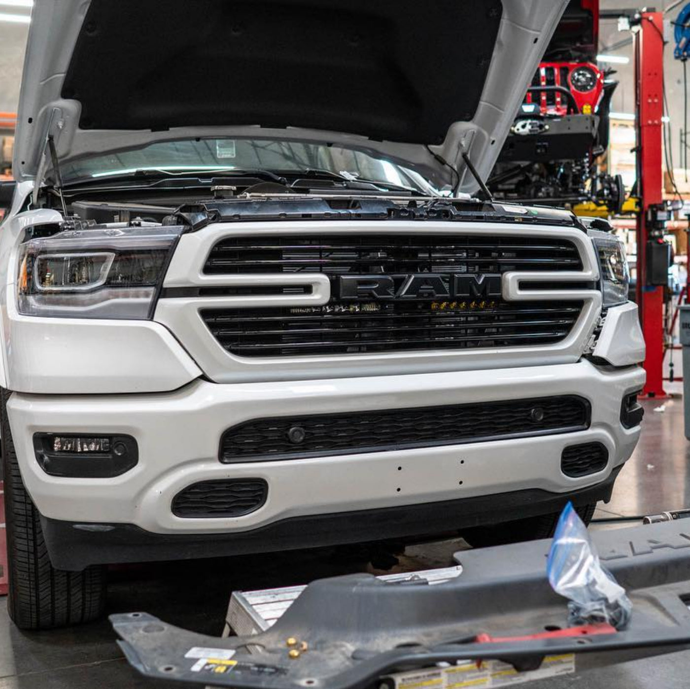 '19-23 Ram 1500 SDHQ Built Behind the Grille LED Light Bar Mount installed