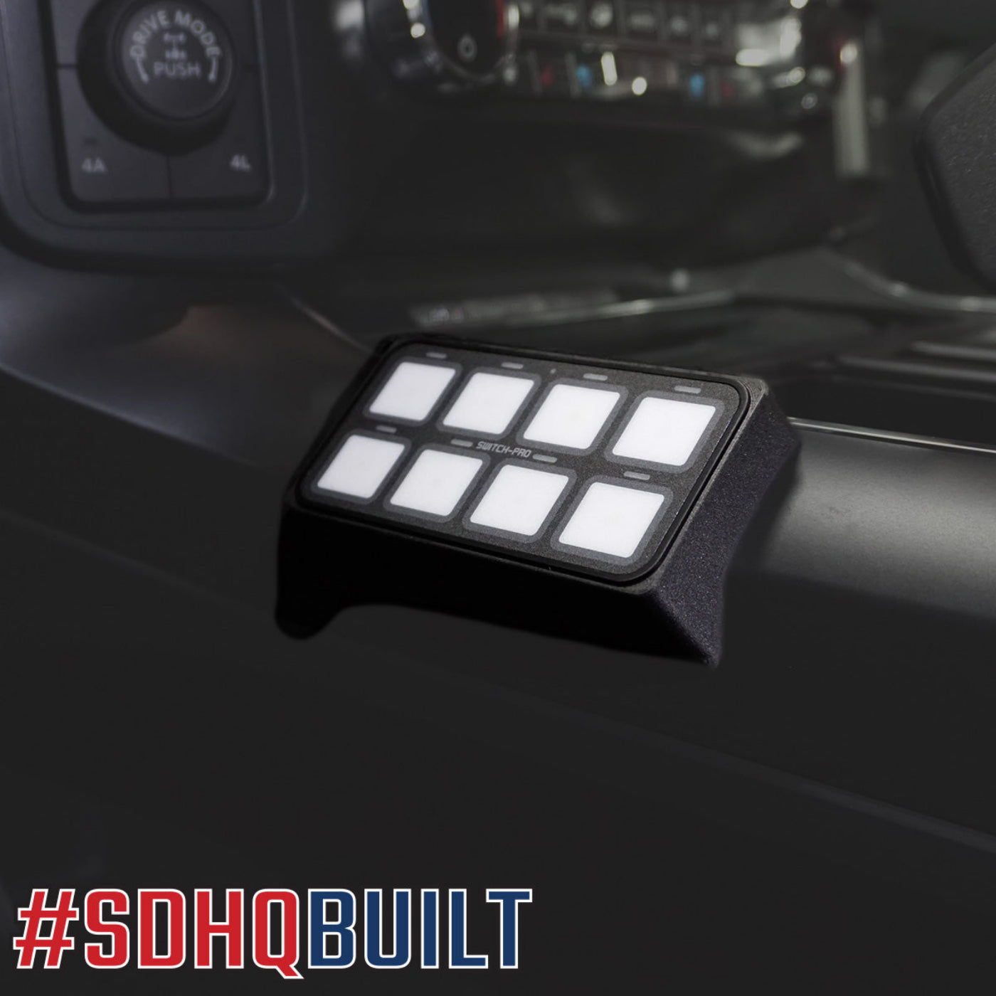 '21-24 Ford Raptor SDHQ Built Switch-Pros SP-9100 Flow Through Center Console Keypad Mount installed