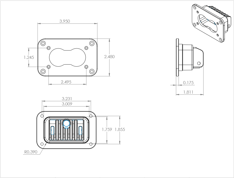 Baja Designs S2 Sport Flush Mount LED Light Diagram of Measurements