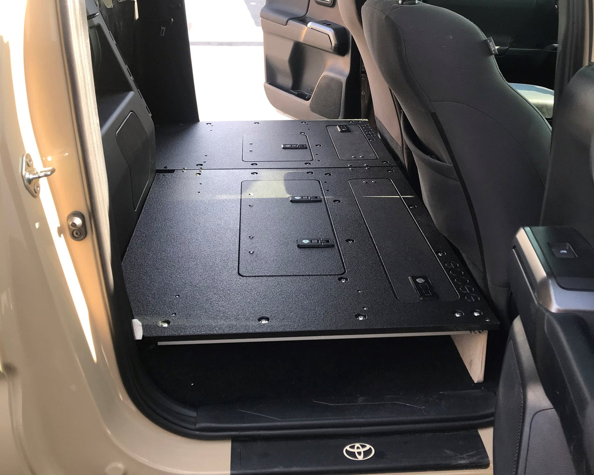 '05-23 Toyota Tacoma Double Cab 2nd Row Seat Delete Keeping Factory Back Wall Display in vehicle