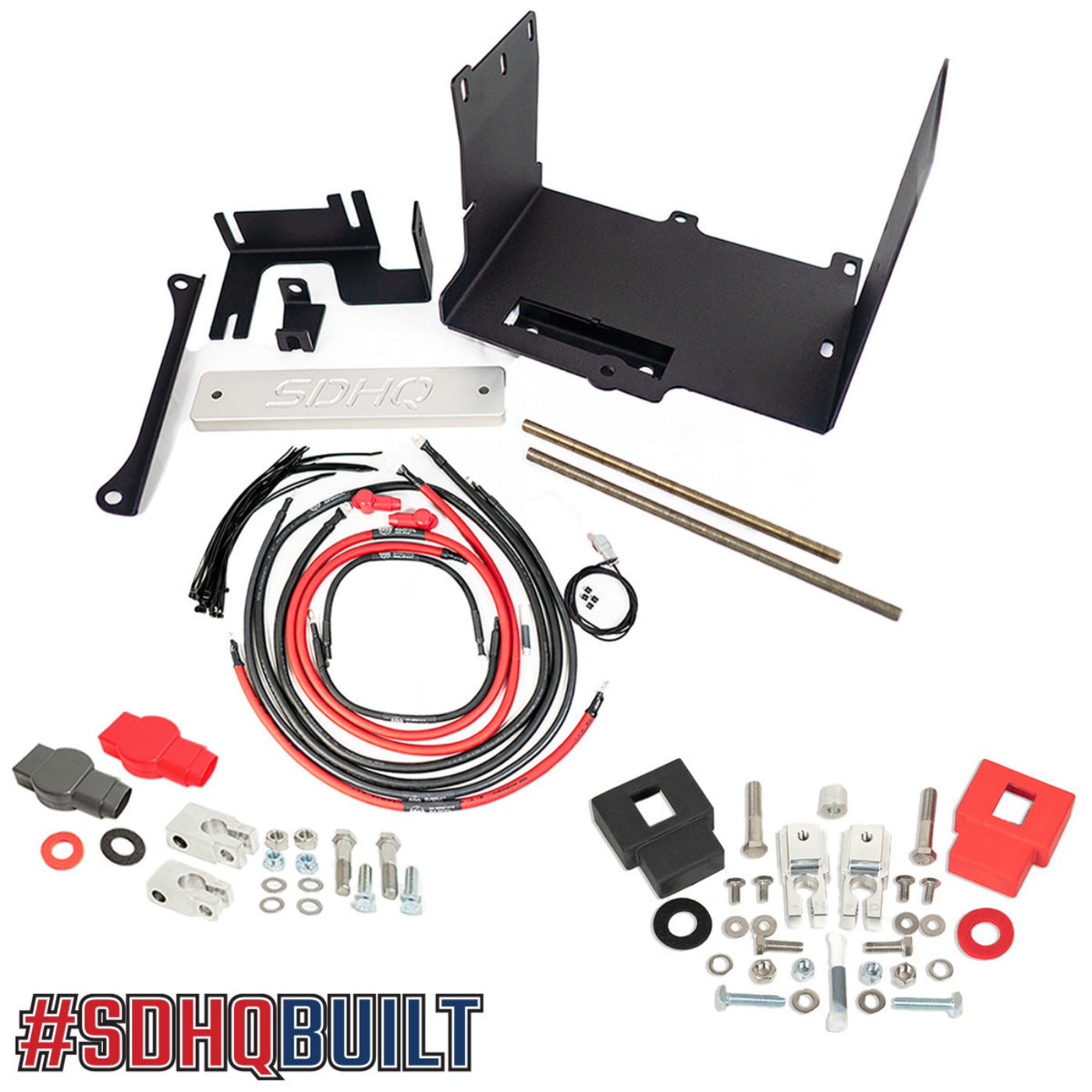 '16-23 Toyota Tacoma SDHQ Built "Build your Own" Dual Battery Kit display of included components