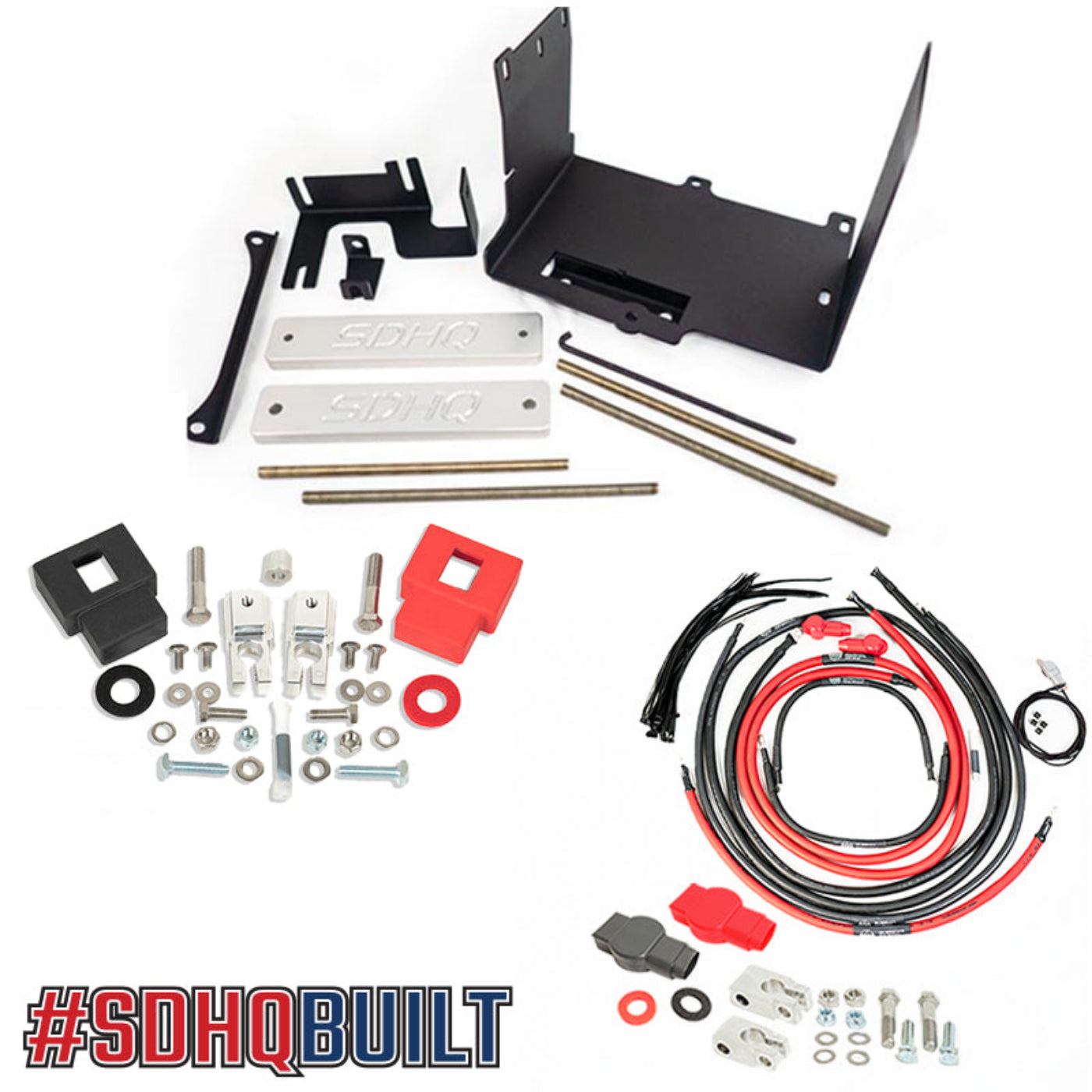 '16-23 Toyota Tacoma SDHQ Built "Build your Own" Dual Battery Kit display of included components