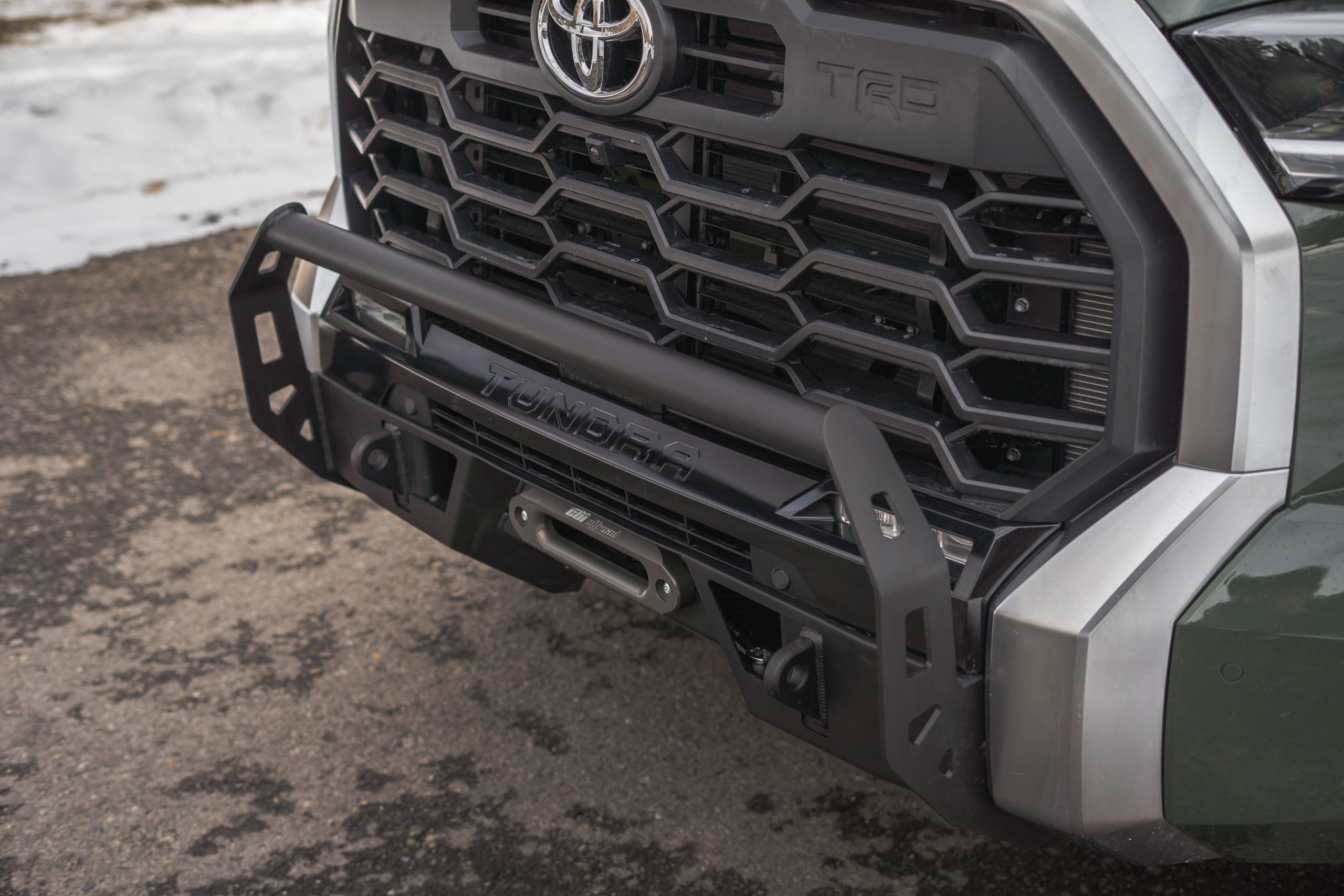 '22-25 Toyota Tundra CBI Off-Road Covert Series Front Bumper Close-up Display on Vehicle