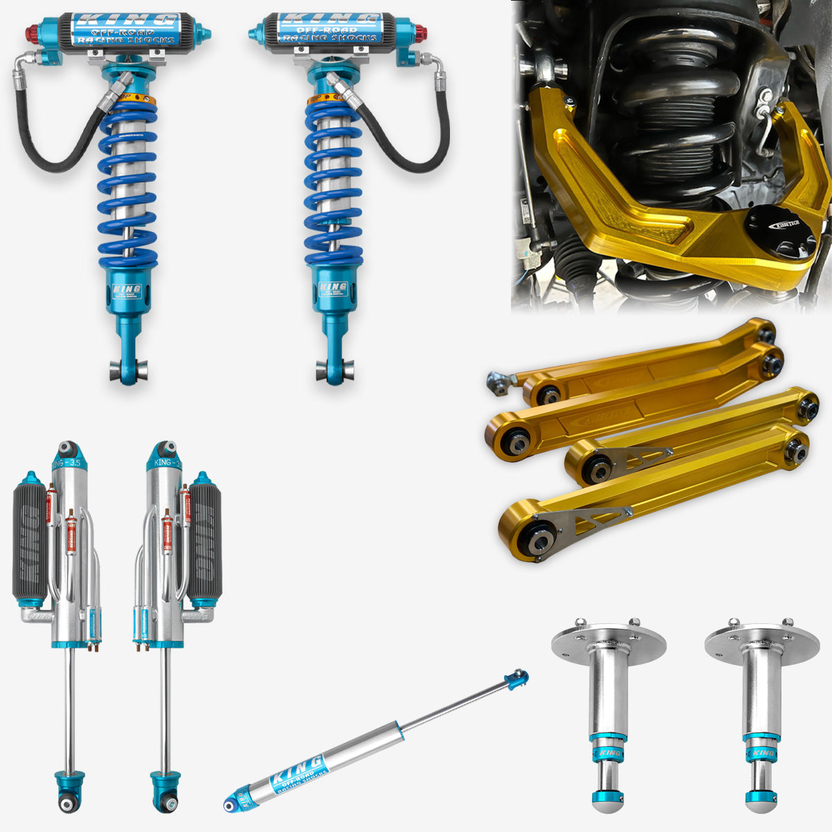 '21-23 Ram TRX King 3.0 RR Front Coilovers & 3.5 4-Tube BP Rear Shocks w/ Kibbetech UCA parts