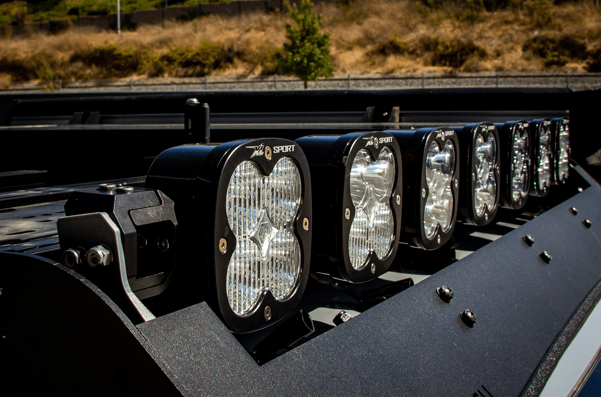 Baja Designs 7 XL Linkable Kit for Prinsu Roof Rack Kit Lighting Baja Designs Close-up Display on Vehicle