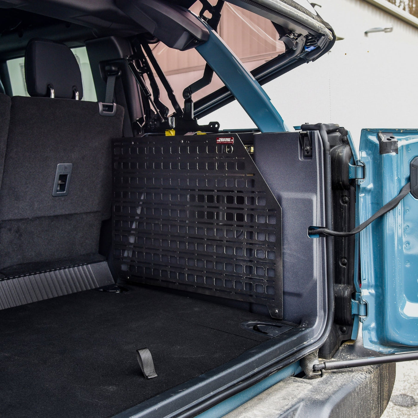 '21-24 Ford Bronco 4-Door Builtright Industries Molle Compatible Cargo Single Panel-Driver/Passenger Side Display in Vehicle