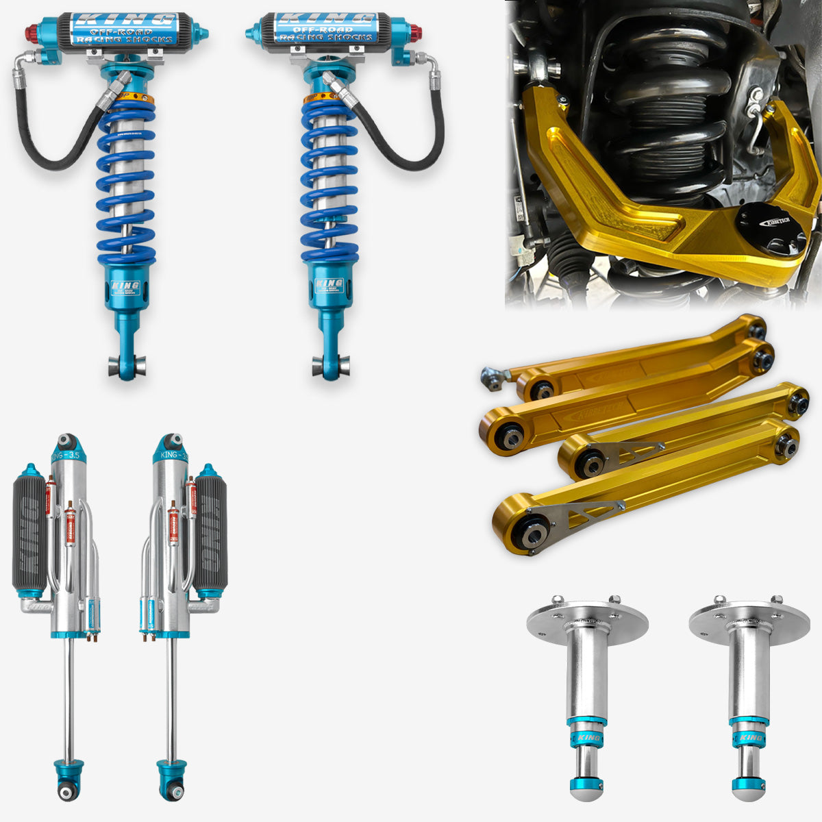'21-23 Ram TRX King 3.0 RR Front Coilovers & 3.5 4-Tube BP Rear Shocks w/ Kibbetech UCA parts
