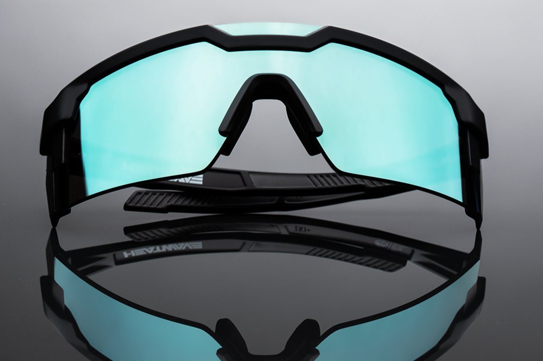 Future Tech Black Frame Sunglasses - Arctic Chrome Lens Display
