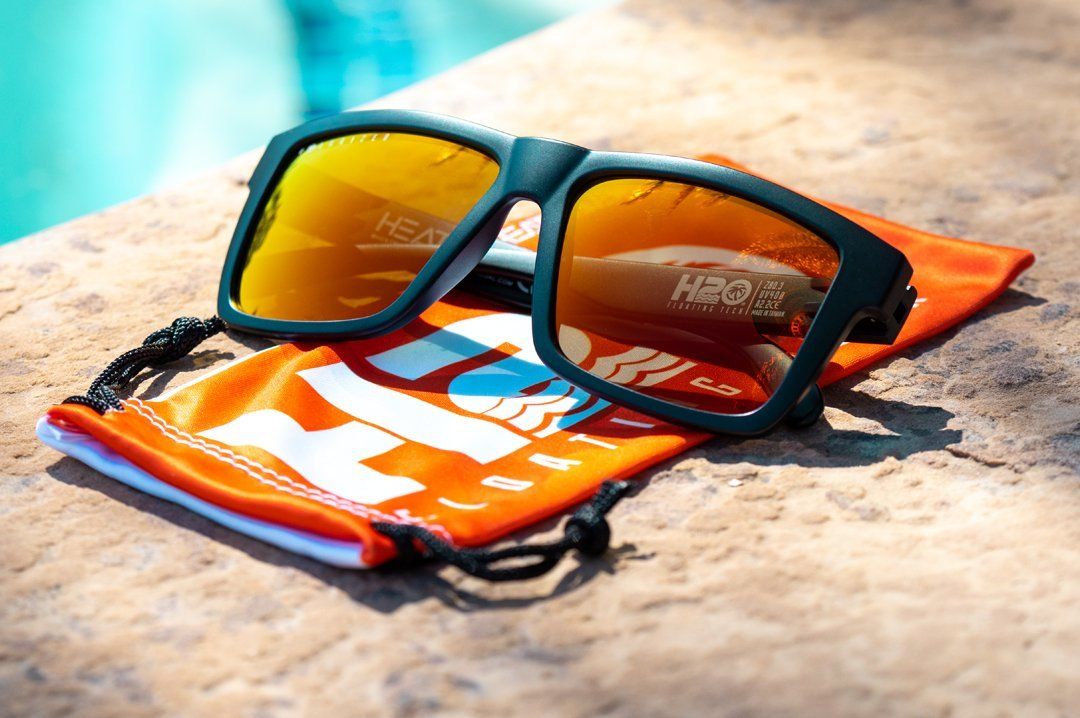 H20 Vise Floating Black Frame Sunglasses - Sunblast lens Sunglasses Heatwave display