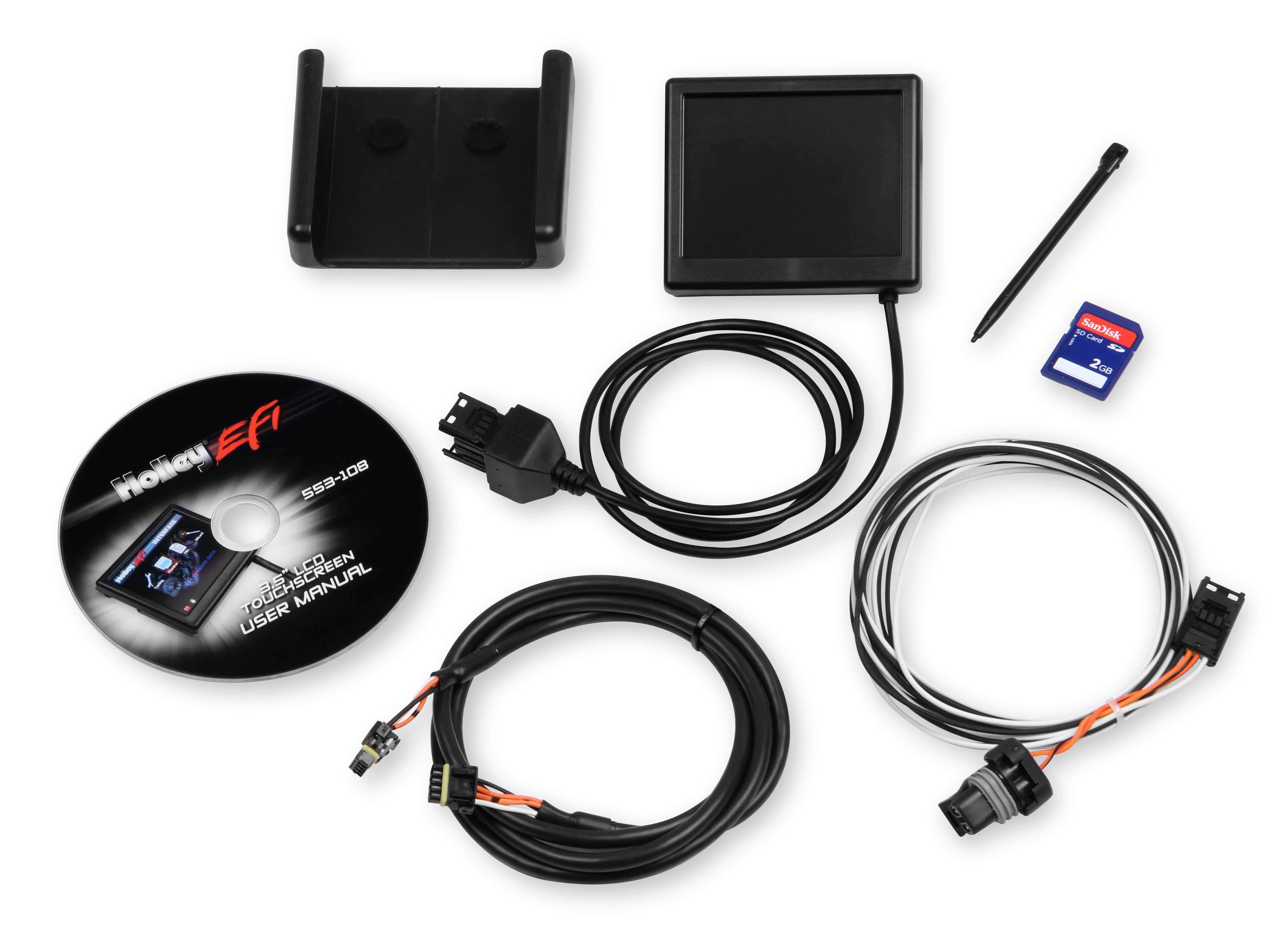 Holley 3.5in LCD Touchscreen Upgrades Display of included Parts