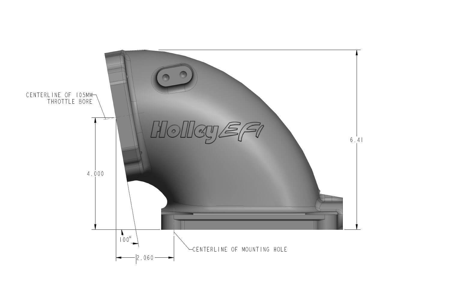 Holley Air Intake Tube Black GM-LS Size Display