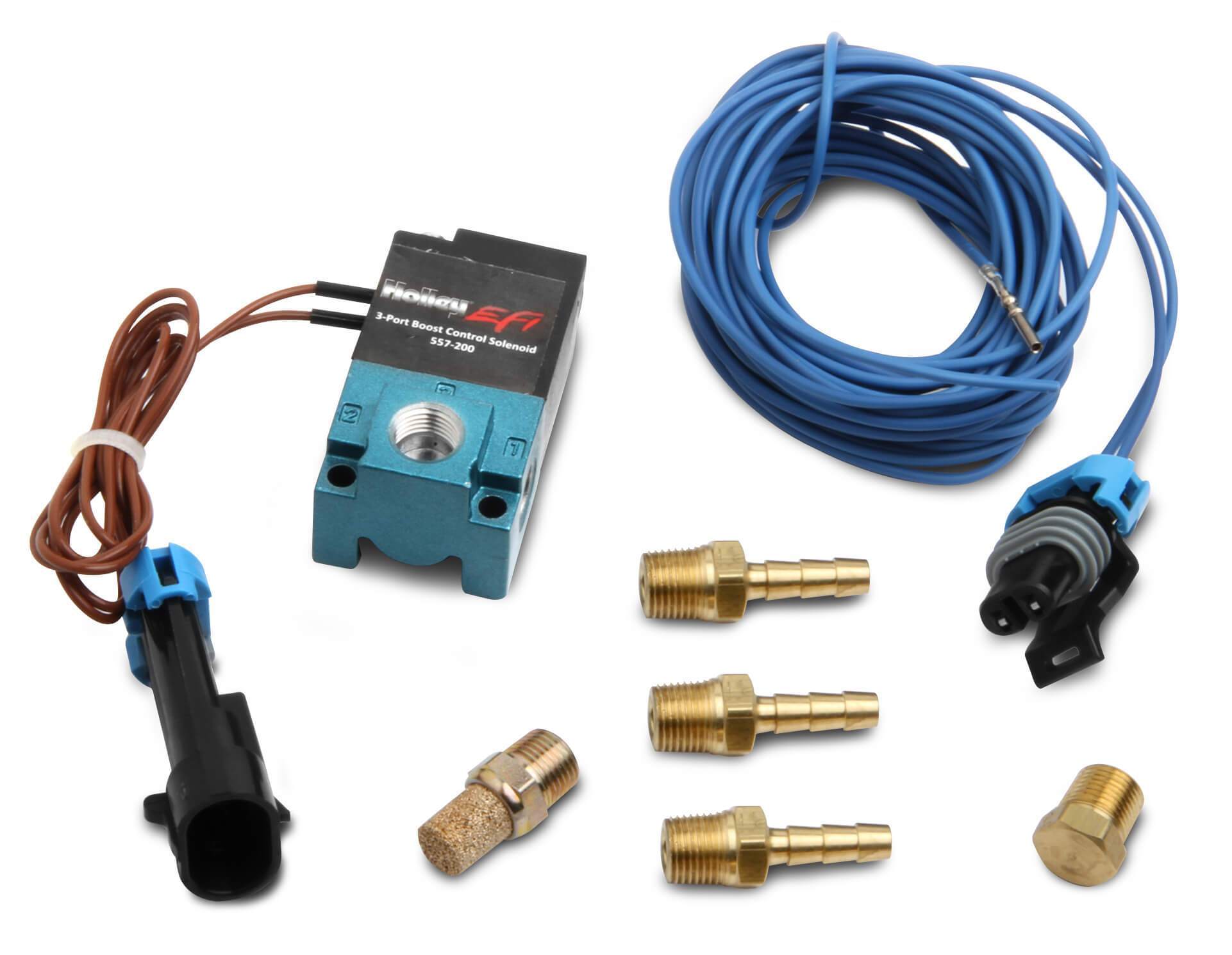 Holley Boost Control Solenoids Display of Included Parts