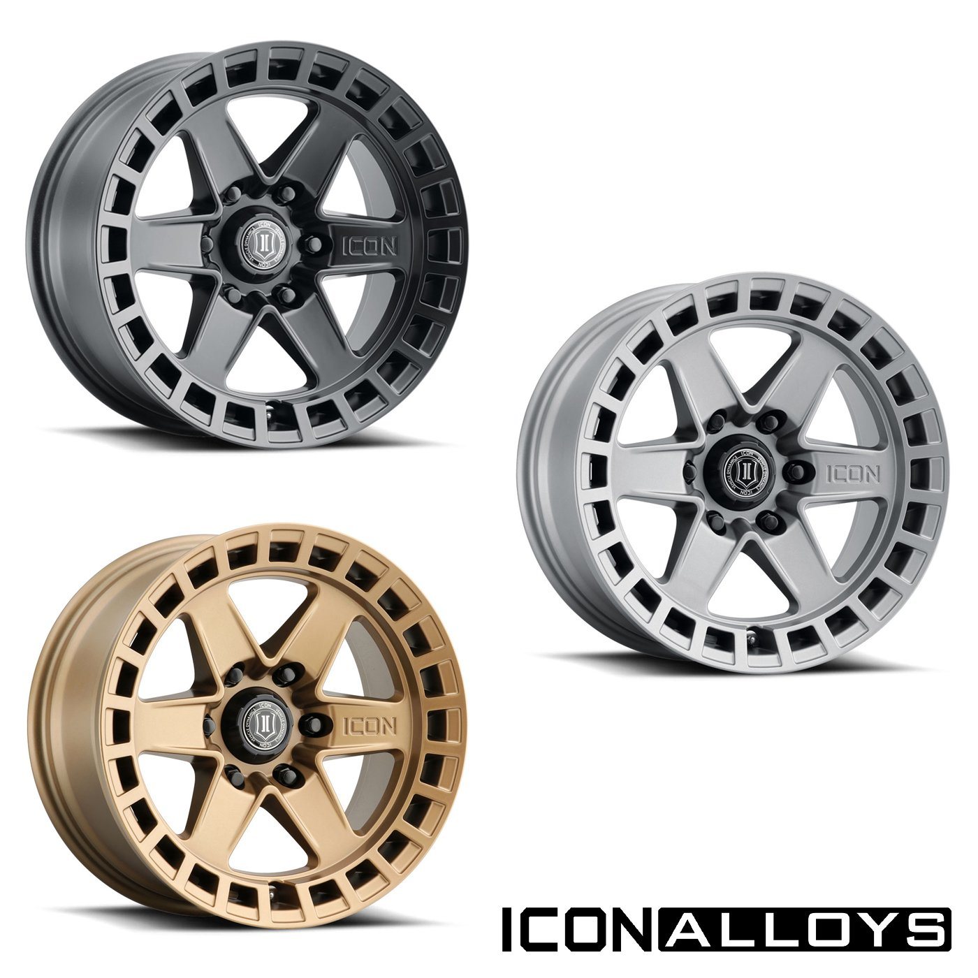 Icon Alloys - 17" Raider Wheel Display of finish options