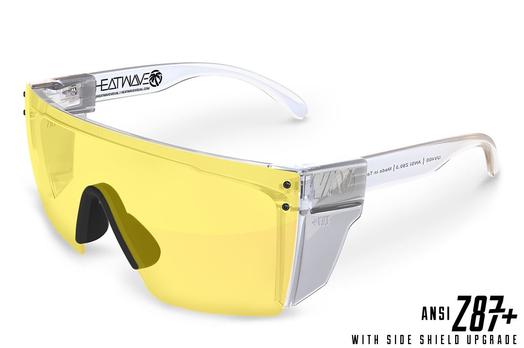 Lazer Face Series Clear Z.87 Sunglasses-Hi-Vis Yellow Lens Display with clear side shields