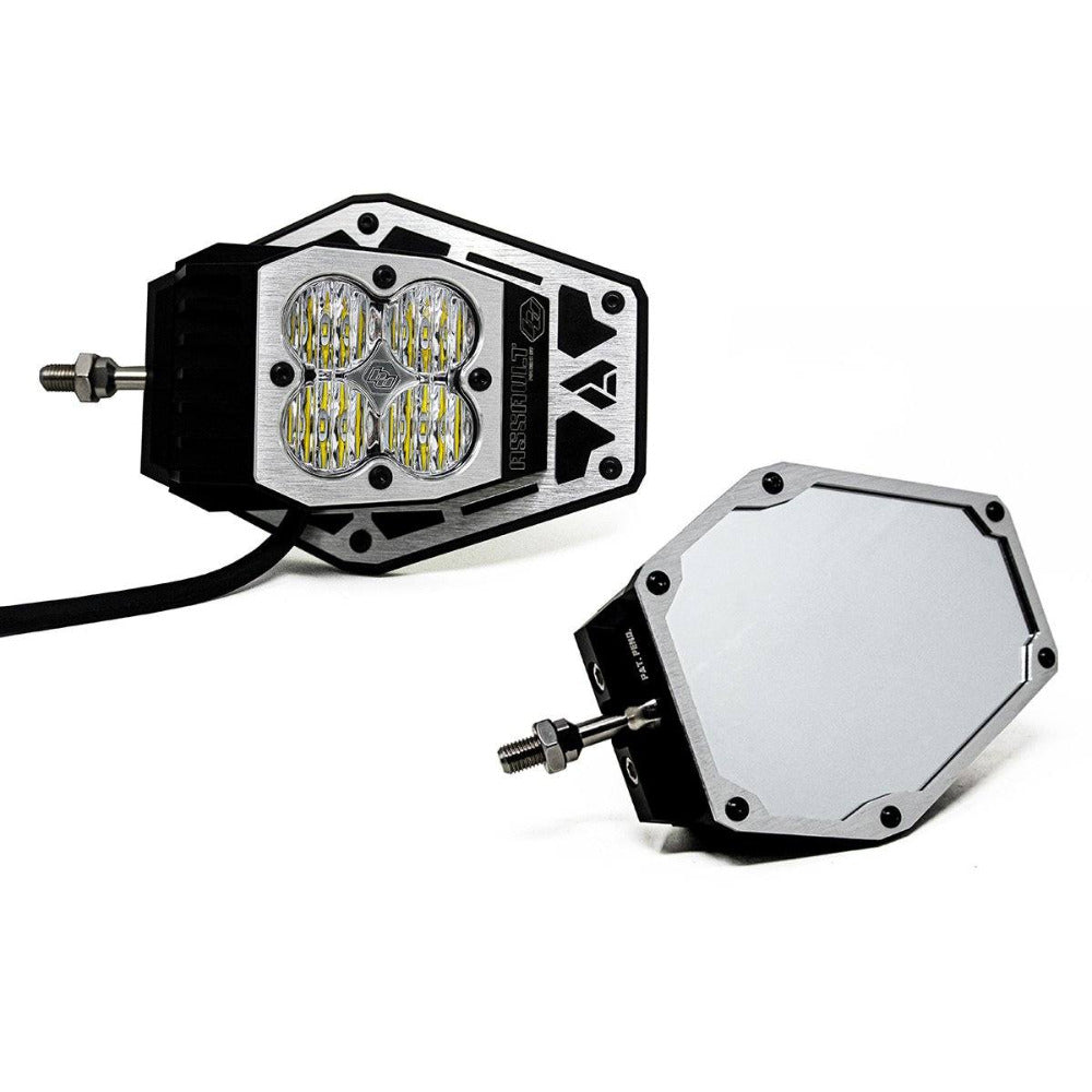 Nighthawk Mirror Kit-Squadron Sport Lighting Baja Designs Display (front/back view)