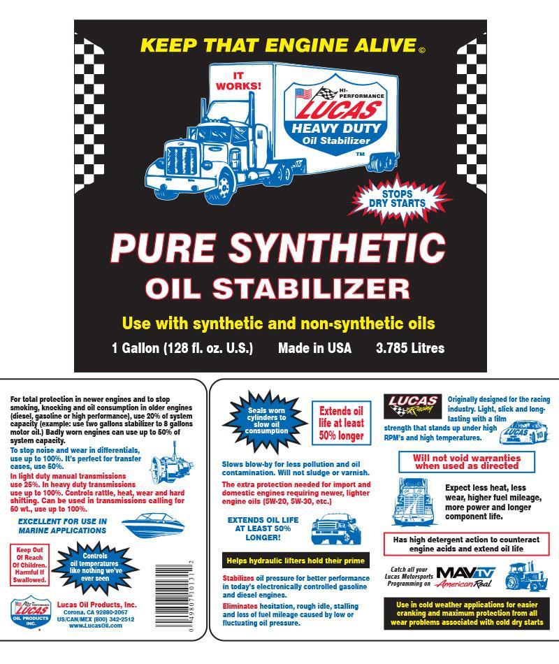 Pure Synthetic Oil Stabilizer Oils and Grease Lucas Oil description