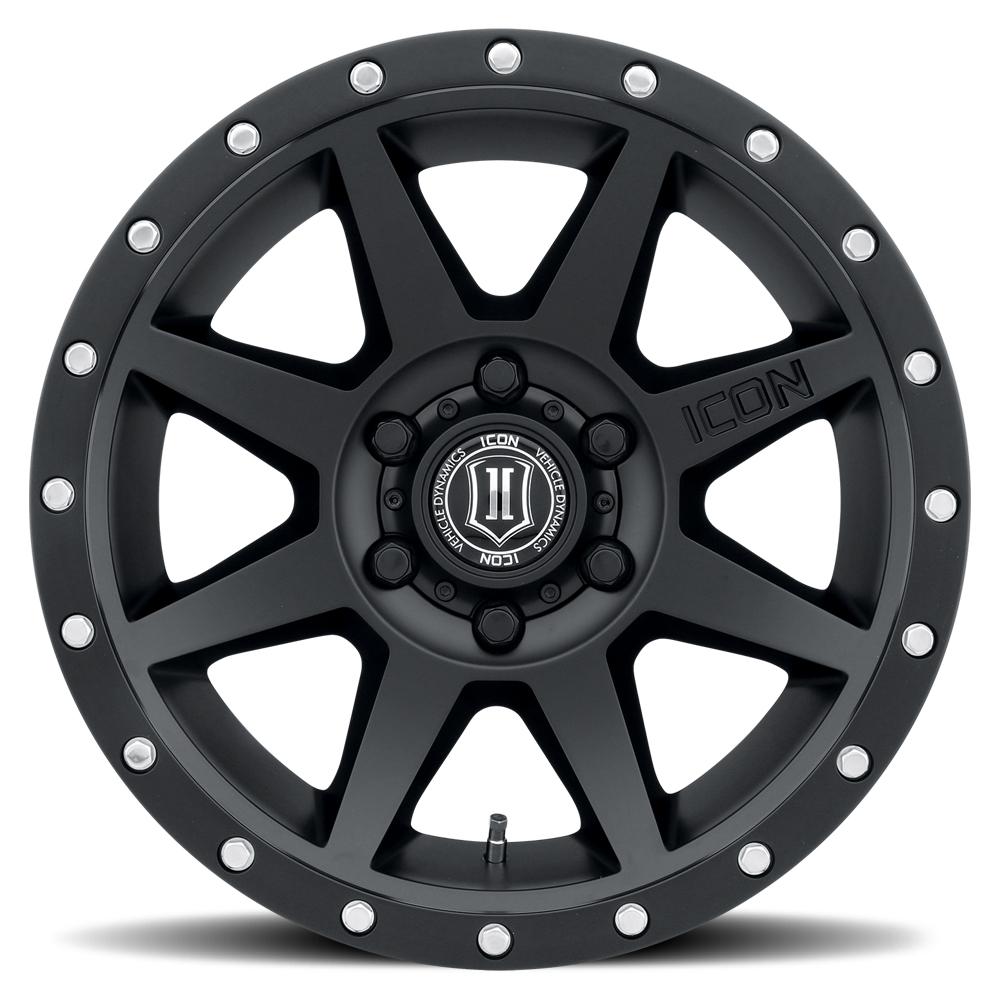 Rebound 18" Wheel Icon Alloys Satin Black Finish (front view)