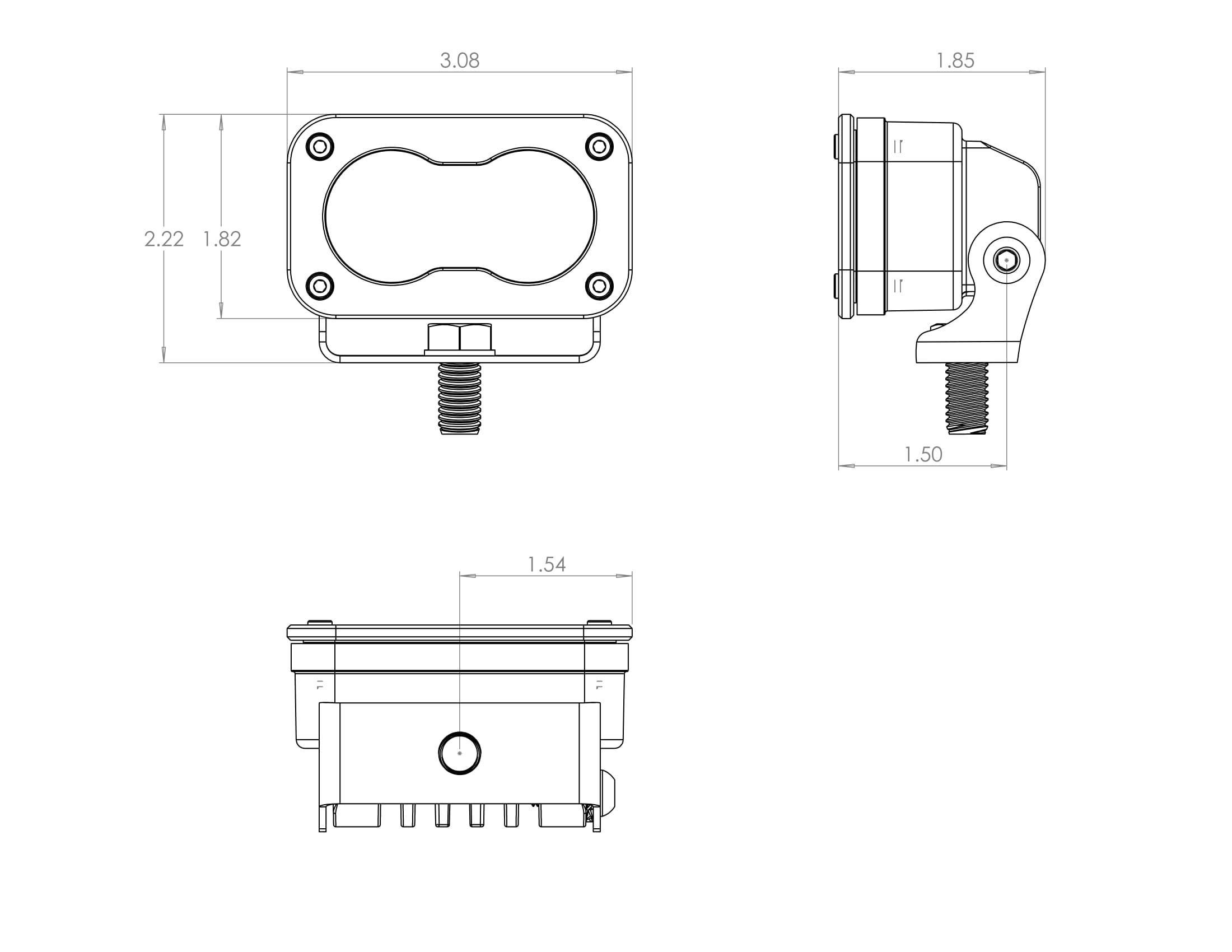 S2 Sport LED Light - Pair Lighting Baja Designs Diagram of Measurements