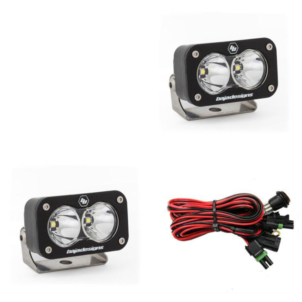 S2 Sport LED Light - Pair Lighting Baja Designs Display of Included Parts