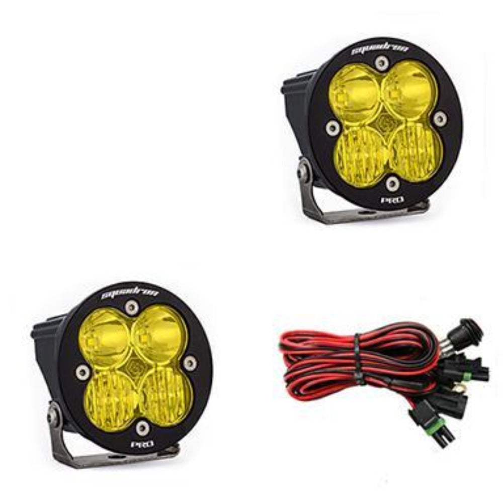 Squadron Pro-R LED Light | Pair Lighting Baja Designs Amber Driving/Combo Display of Included Parts