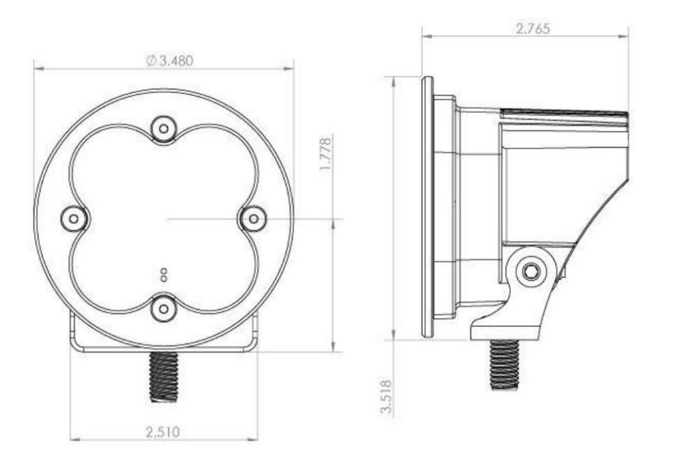 Squadron Racer Edition-R LED Light | Pair Lighting Baja Designs Diagram of Measurements