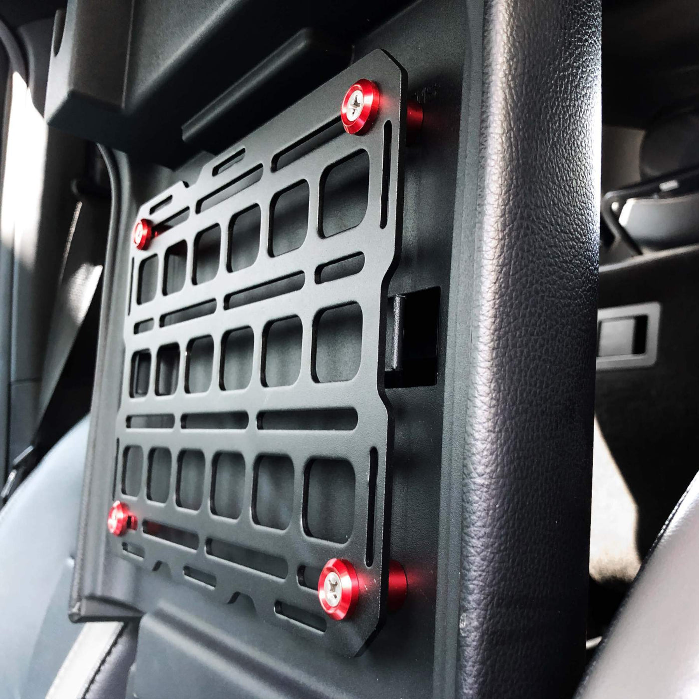 Tech Plate - 10" x 7.5" Universal Molle Mounting Plate Display in Vehicle