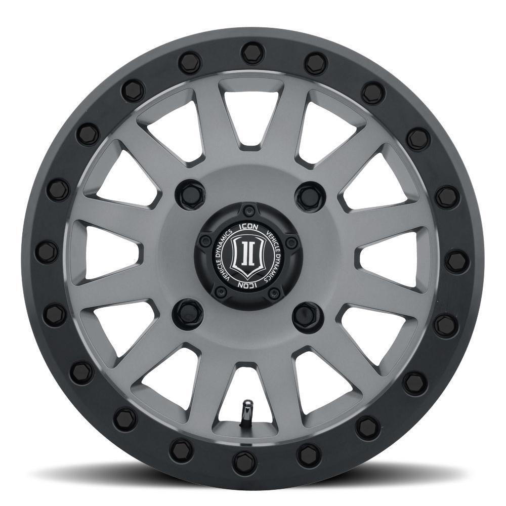 UTV Compression 15" Titanium Finish Wheel Icon Alloys (front view)