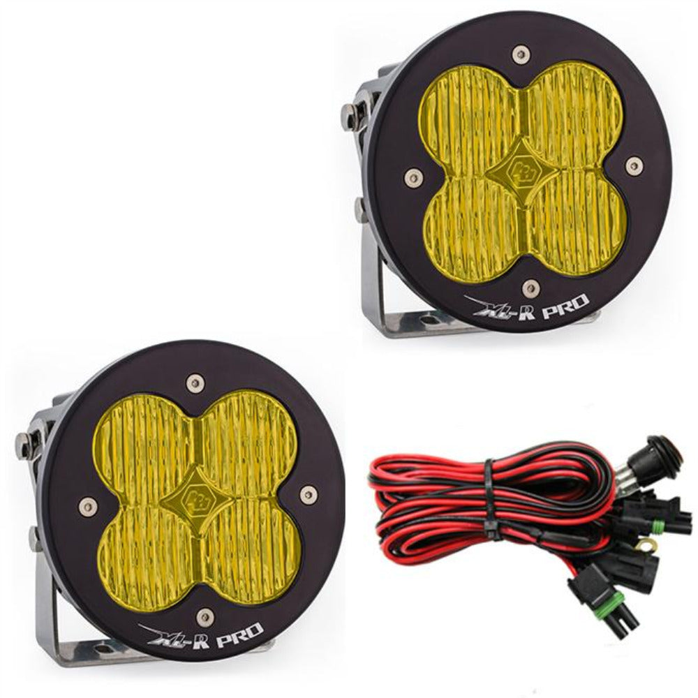 XL Pro-R LED Light-Pair Lighting Baja Designs Amber Wide Cornering Display of Included parts
