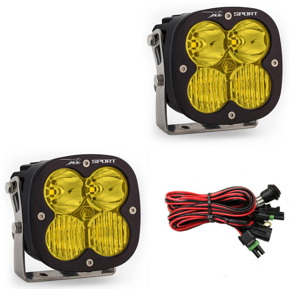 XL Sport-R LED Light | Pair Lighting Baja Designs Amber Driving/Combo Display of Included Parts