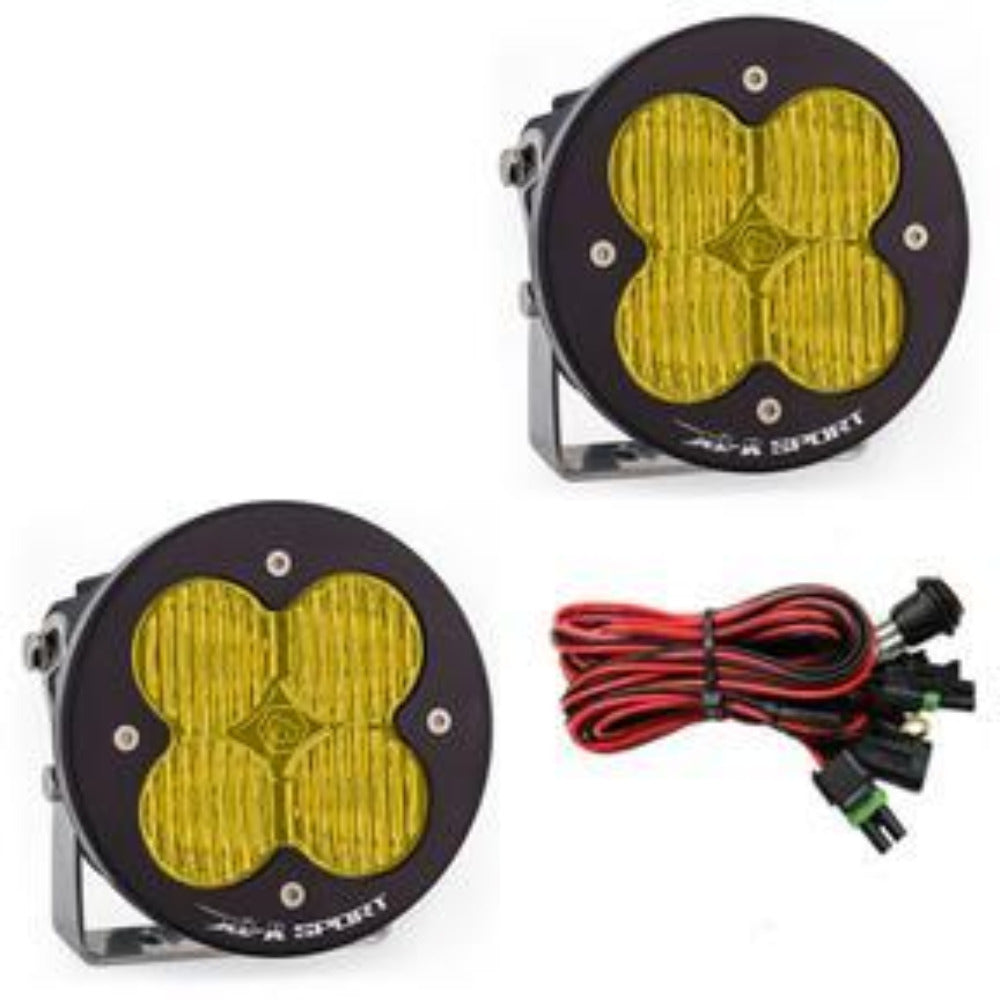 XL Sport-R LED Light | Pair Lighting Baja Designs Amber Wide Cornering Display of Included Parts