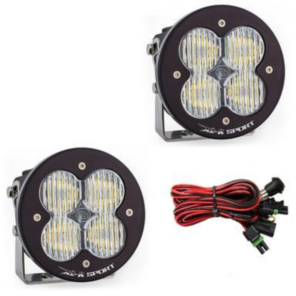 XL Sport-R LED Light | Pair Lighting Baja Designs Clear Wide Cornering Display of Included Parts