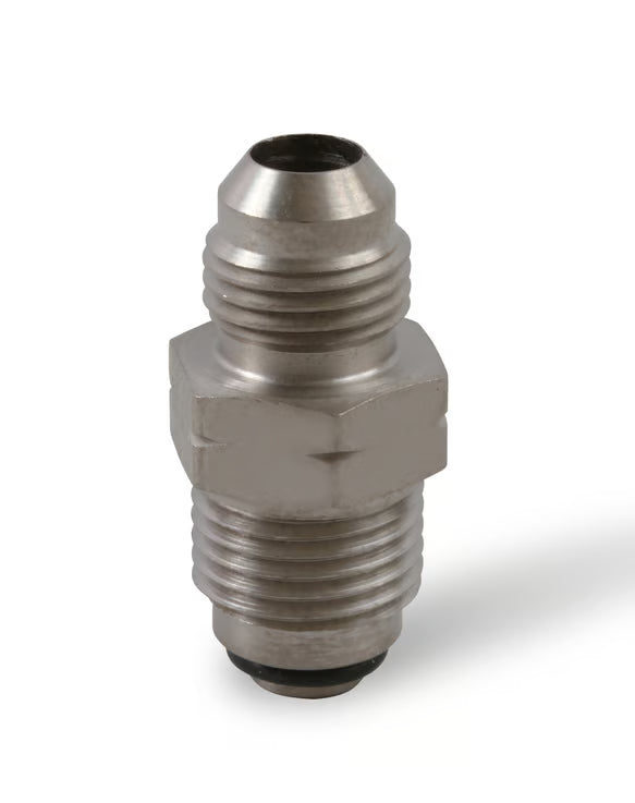Earl's -6 AN Male to 16mm x 1.50 Male Front View Silver