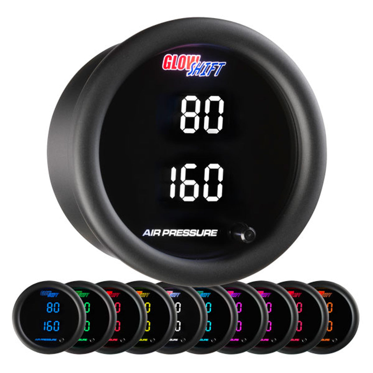 10 Color Digital Dual Air Pressure Gauge Display 