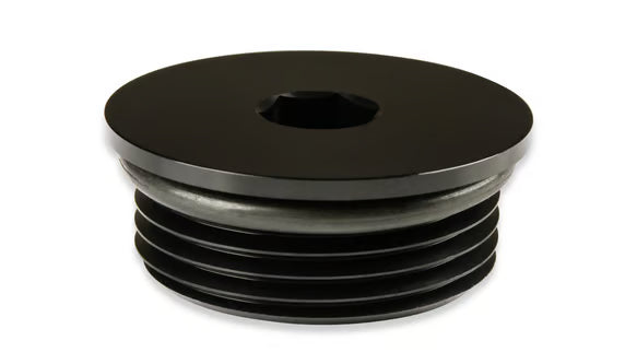 Earl's -12 AN Port Plug w/ O-Ring Seal, Black Anodized Aluminum Front View Black