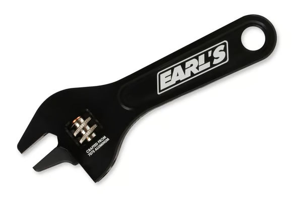 Earl's Aluminum Mini Adjustable AN Wrench - Fits -3 to -8 AN Sizes Front View Black