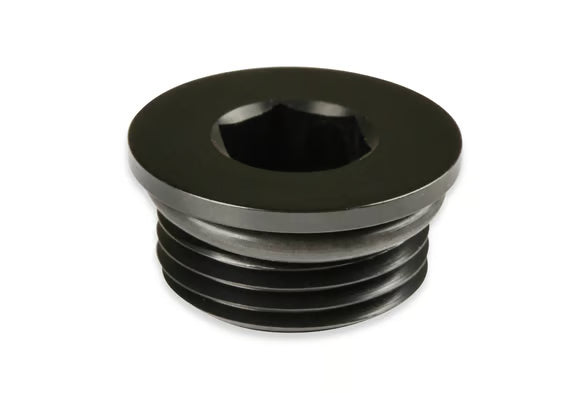 Earl's -10 AN Port Plug w/ O-Ring Seal, Black Anodized Aluminum Front View Black