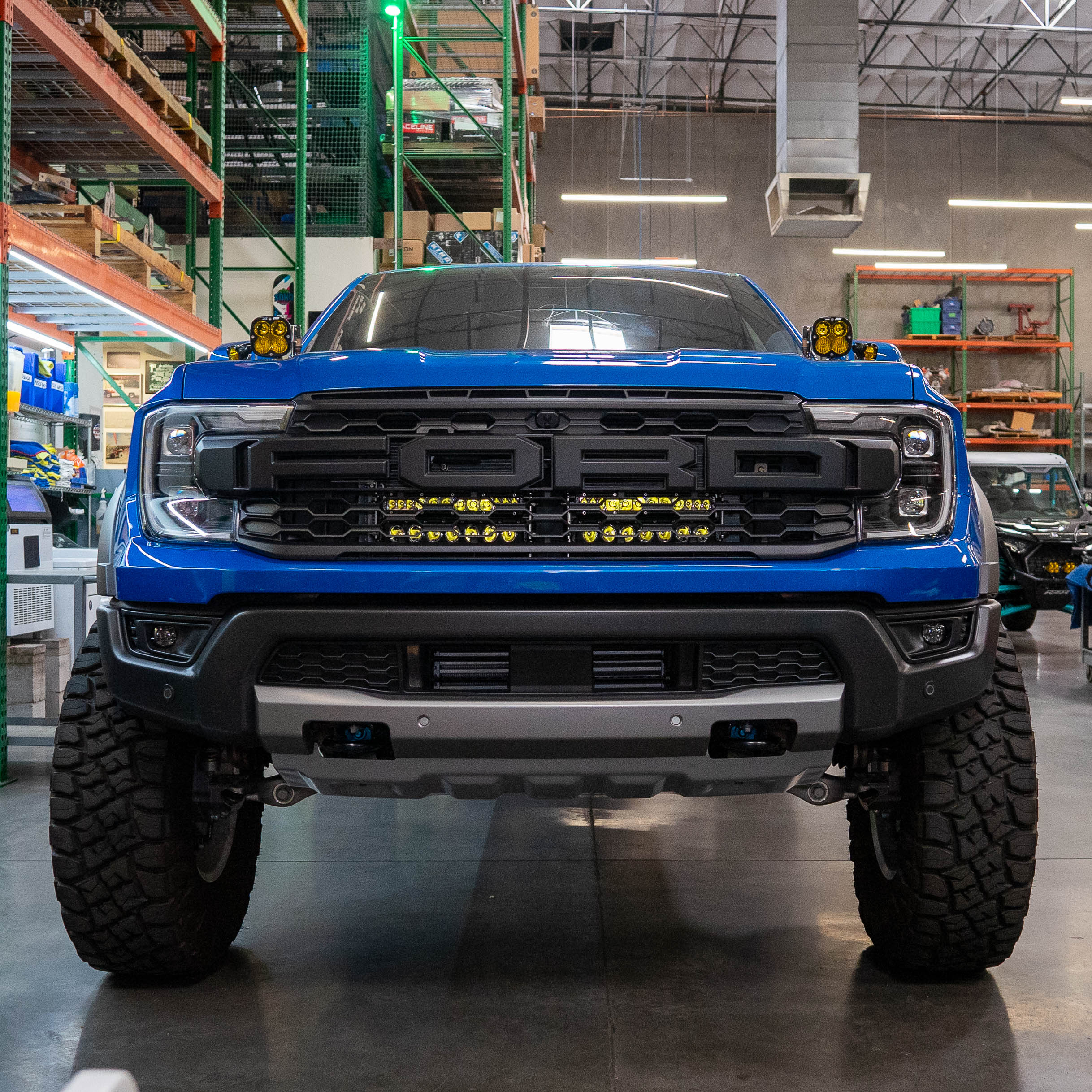 2024+ Ford Ranger/Ranger Raptor Dual 10" Behind The Grille Light Bar Mount installed
