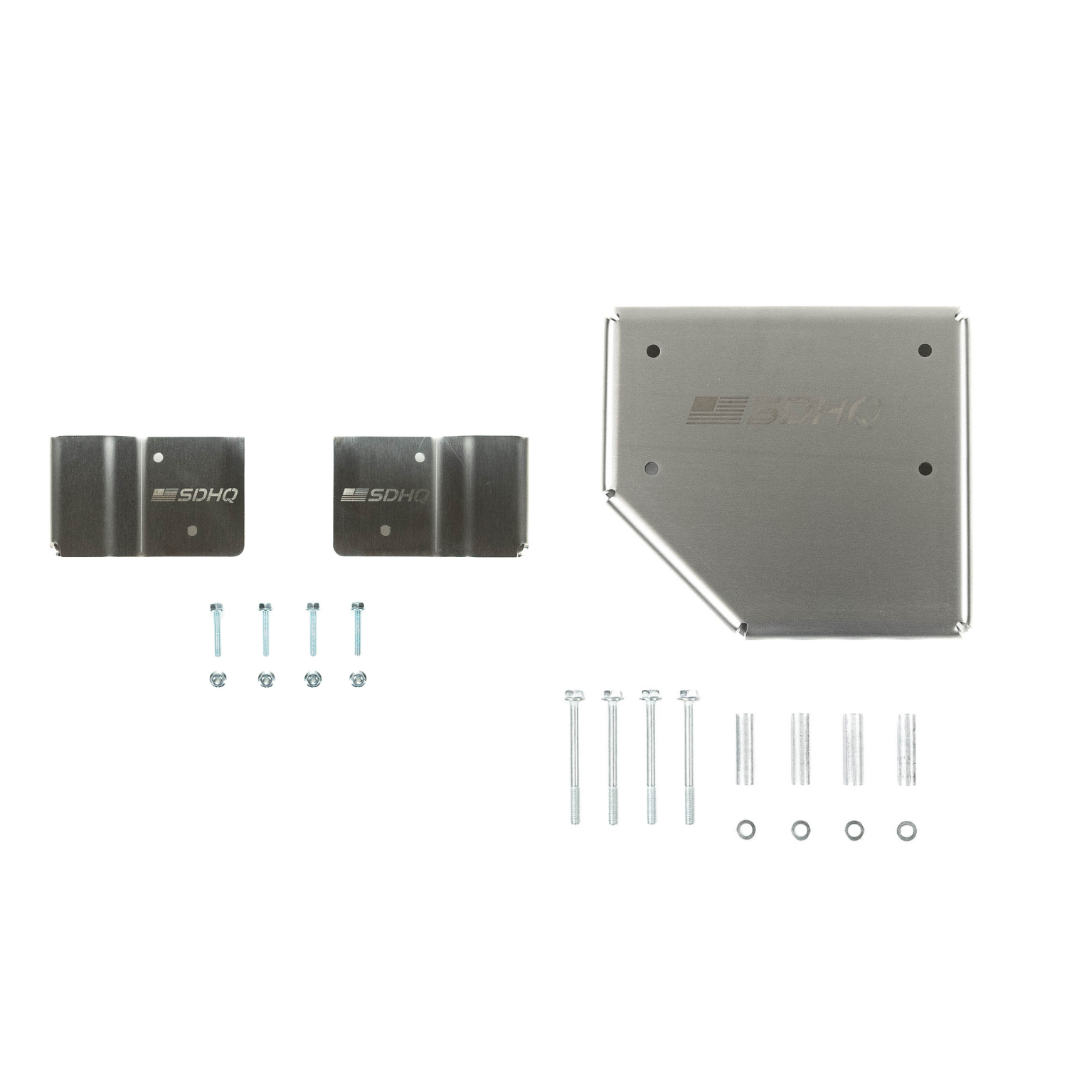 2024+ Ford Ranger Raptor SDHQ Built Suspension Sensor Protection Kit display of included parts and hardware 