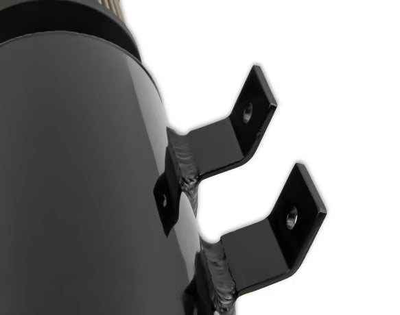 Earl's Black w/ Billet Filter, Drain Valve, -12 AN O-Ring Port (Inlet) & Mounting Brackets. 1/8" NPT on Drain Valve for Optional Remote Outlet Hose Front View Black