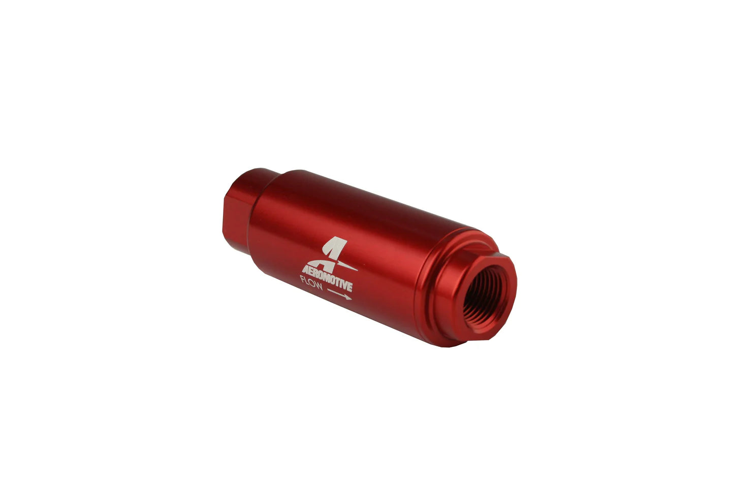 100 Micron Red Fuel Filter with 3/8 NPT Ports & Stainless Mesh Element Front View