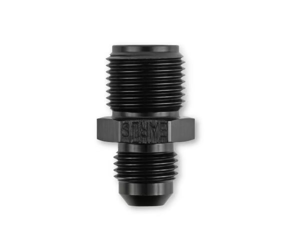 Earl's 11/16"-18 Inverted Flare Male w/ Long Thread to AN -6 Male Adapter Fitting - Black Anodized Aluminum Front View Black